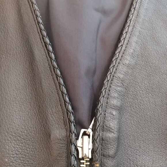 Women's Large L Harley-Davidson Leather Vest Braided Leather Edges Embroidered - Picture 6 of 9